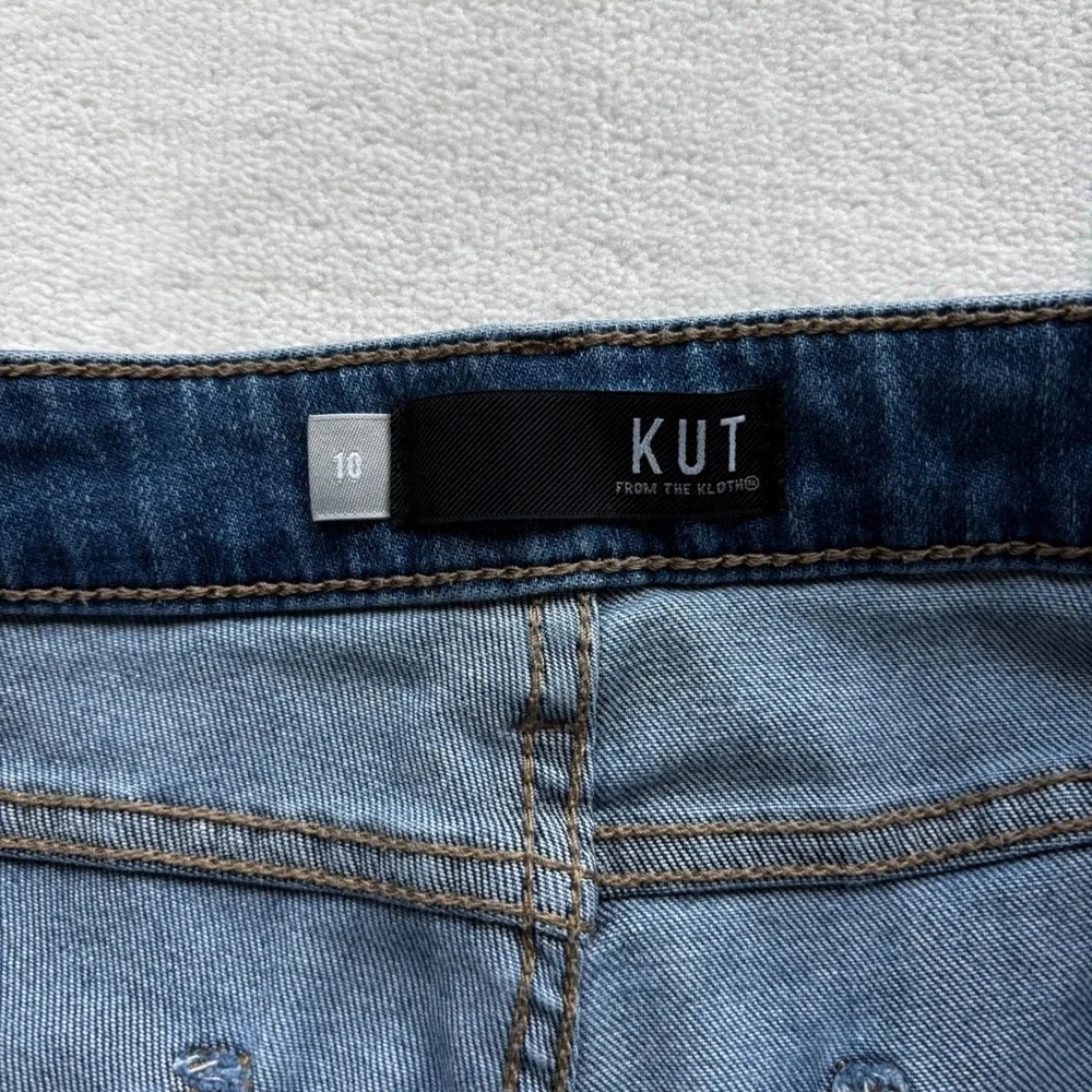 Kut from the Kloth Reese Ankle Straight Leg Jeans Women 10 Blue High Rise Button